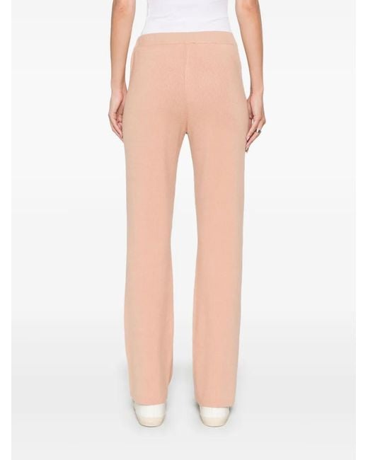 Liu Jo Natural Ribbed-Knit Trousers