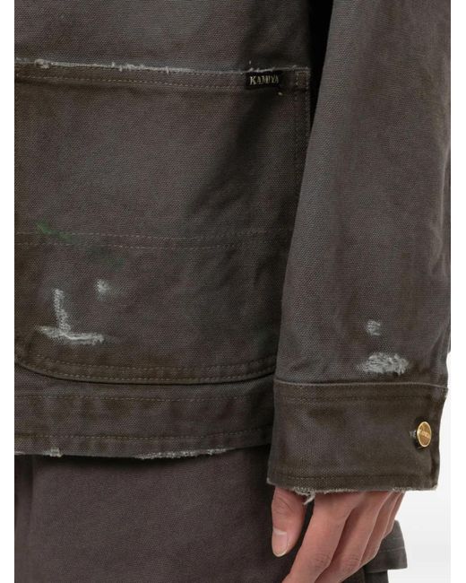 KAMIYA Gray Distressed Pocketed Denim Jacket for men