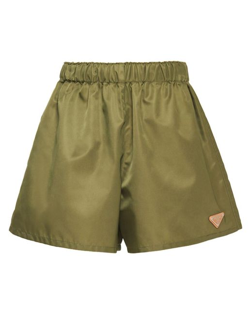 Prada Green Re-nylon Triangle-logo Shorts