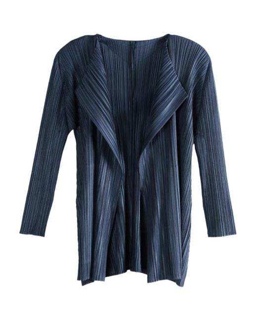 Pleats Please Issey Miyake Pleated Pp58ja282 Coat Blue