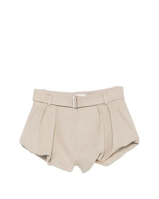 Magda Butrym Natural Belted Pleated Shorts