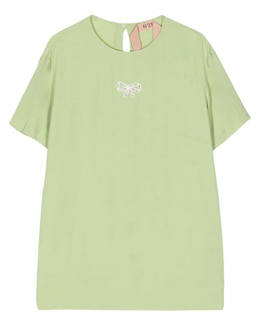 N°21 Green Bow-detail T-shirt