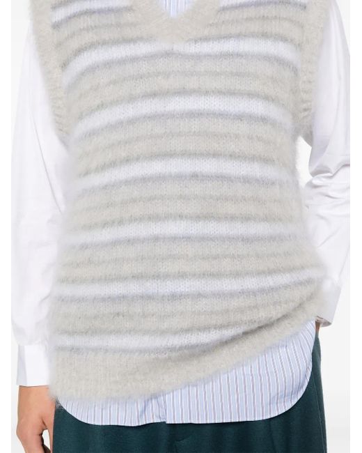 Marni White Stripped Knitted Vest for men