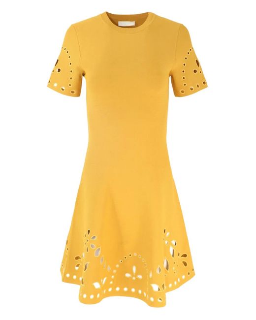 Ulla Johnson Yellow Eyelet-Embellished Mini Dress