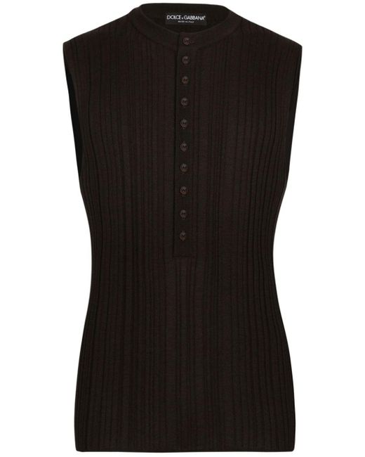 Dolce & Gabbana Black Sleeveless Silk Top for men