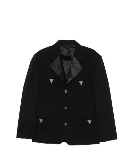 Versace Stretch Wollen Blazer in het Black voor heren