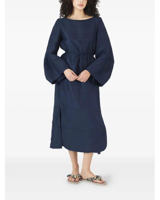 Rosie Assoulin Blue Drawstring Midi Dress