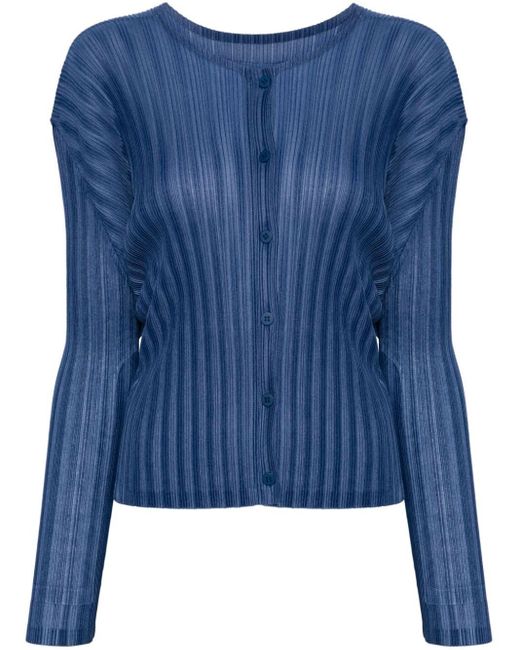 Pleated long-sleeve shirt Pleats Please Issey Miyake de color Blue