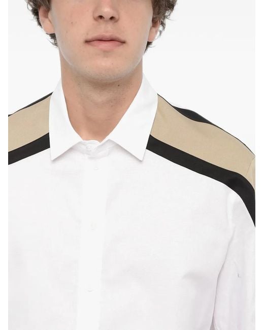 Neil Barrett White Modernist Contrast-Stripe Shirt for men