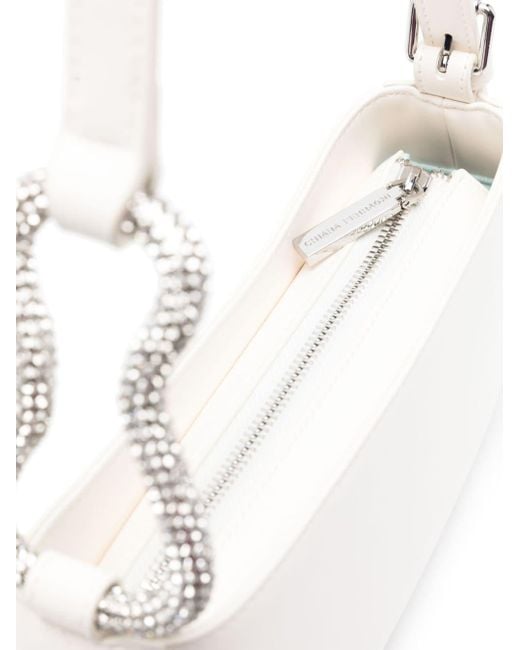 Chiara Ferragni White Rhinestone-embellished Trapeze Shoulder Bag