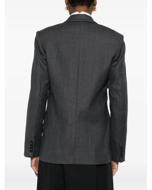 Anine Bing Gray "Ross" Single-Breasted Blazer Jacket