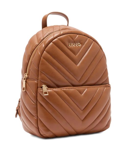 Liu Jo Brown Quilted Chevron Backpack