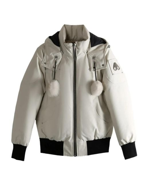 Moose Knuckles Gray Hooded Pompom Jacket