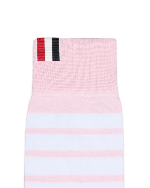Thom Browne Pink Four-Bar Socks
