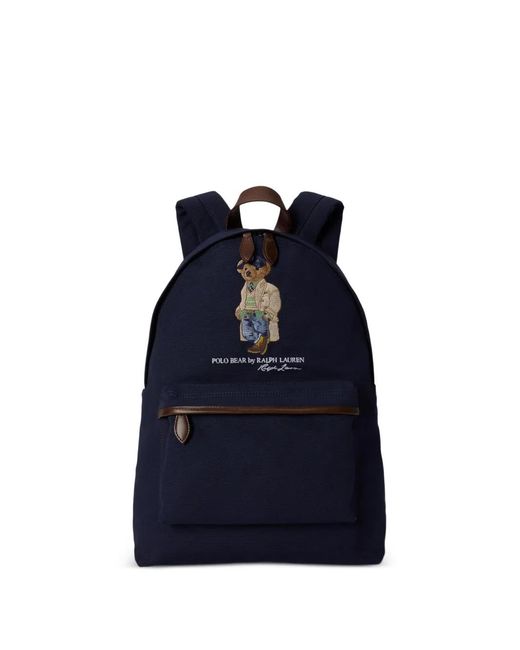 Polo Ralph Lauren Blue Polo Bear Embroidered Backpack for men