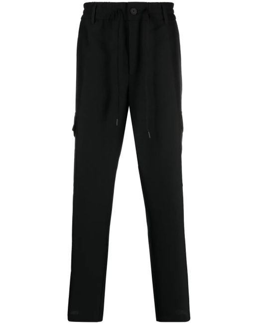 Versace Jeans Couture Black Logo-Patch Cargo Trousers for men