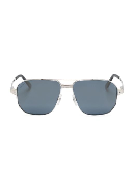 Cartier Blue Santos De Cartier Pilot-frame Sunglasses for men