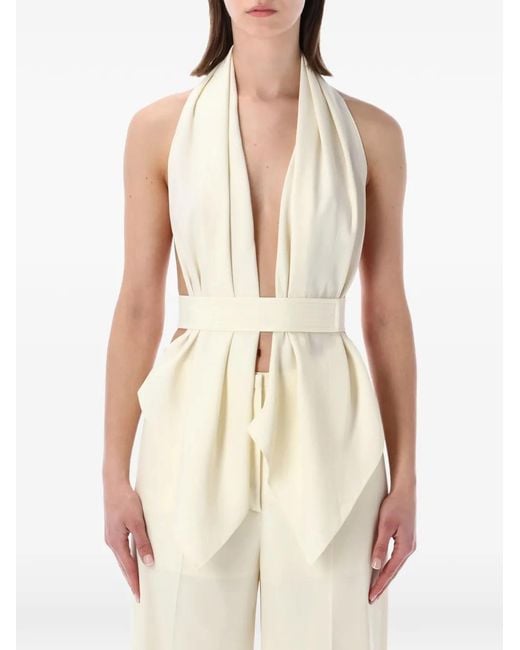 Alberta Ferretti White Haut Ceinturé À Dos Nu