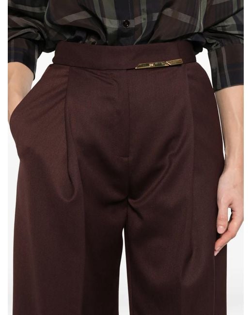 Elisabetta Franchi Purple Cacao Polyester Pants