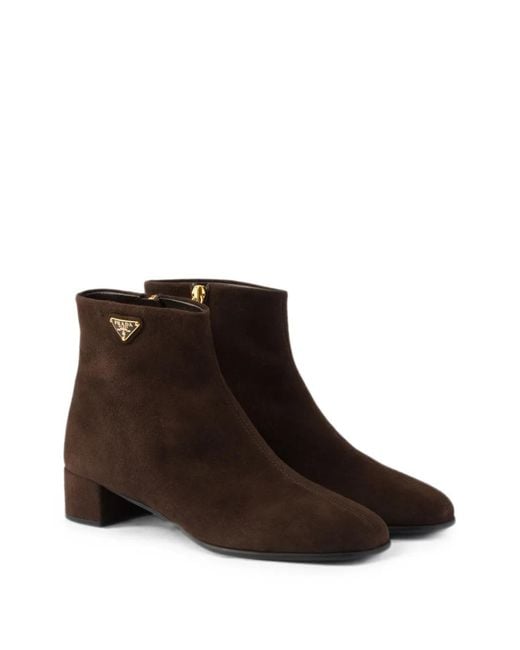 Prada Brown Suede Booties