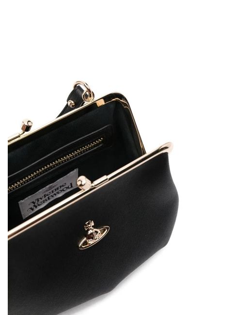Vivienne Westwood Black Granny Orb-Detail Shoulder Bag