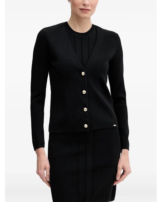 GAUDI Black Button-Fastening V-Neck Cardigan