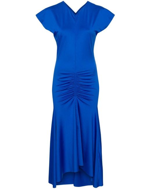 Robe asymétrique à fronces Victoria Beckham en coloris Blue