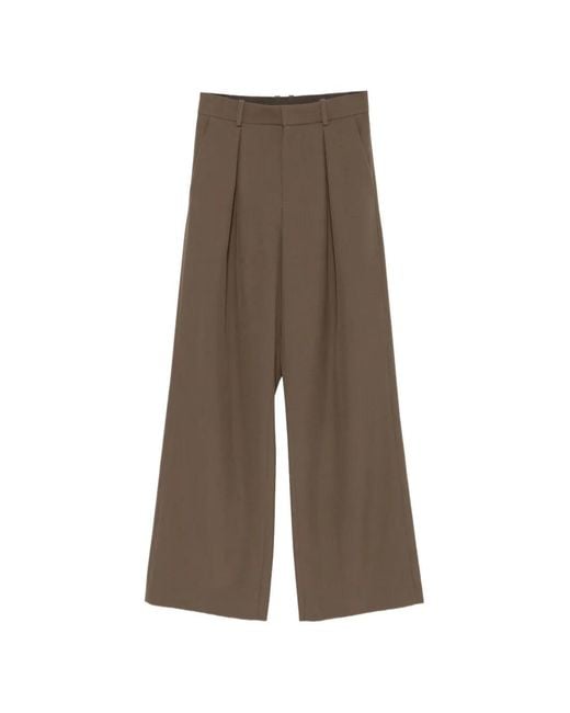 MM6 by Maison Margiela Brown Pleated Wide-Leg Trousers