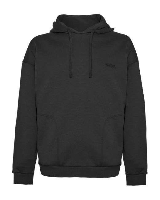 Zegna Black Drawstring Hoodie for men