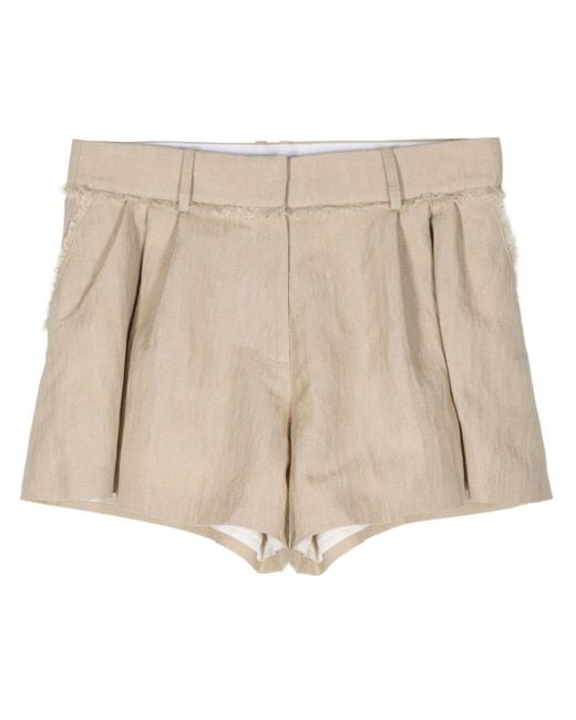 Rabanne Natural Pleated Cotton-blend Shorts