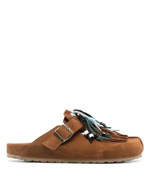 Scarosso Brown Geo Suede Sandals for men