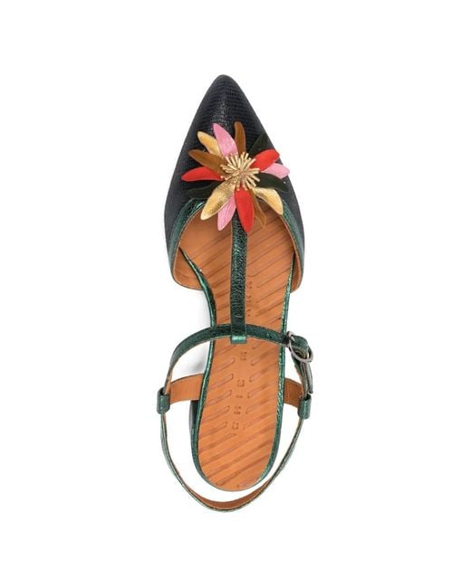 Chie Mihara Green Heleni Floral-Embellished Heeled Pumps