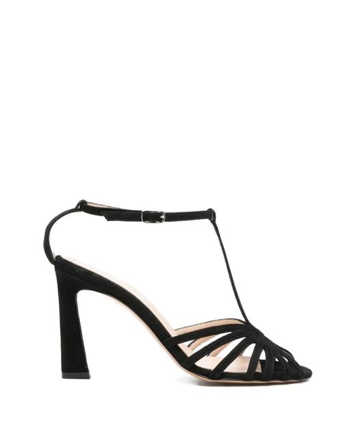 Anna F. White Caged T-Bar Sandals