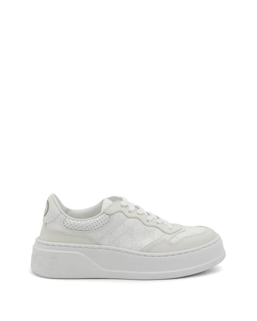Gucci White Logo-Detail Platform Sneakers