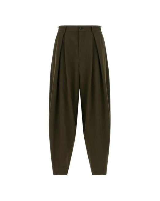 Comme des Garçons Green Pleated Trousers for men