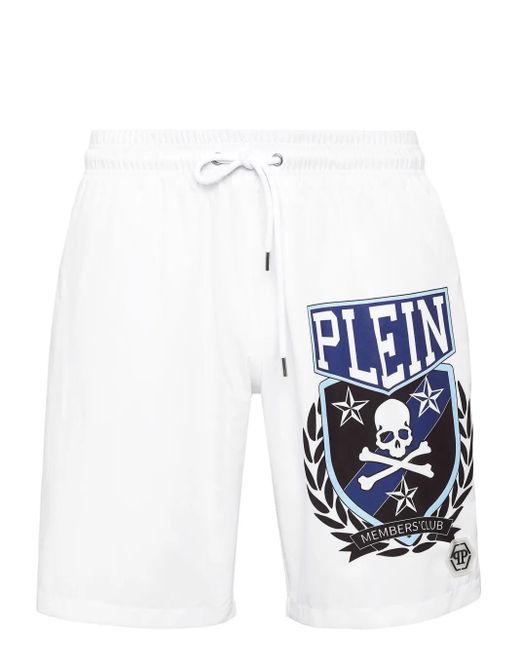 Philipp Plein Blue Graphic Swim Shorts for men