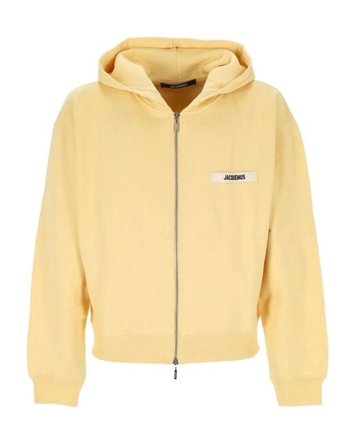 Jacquemus Yellow Zip-Up Hoodie for men