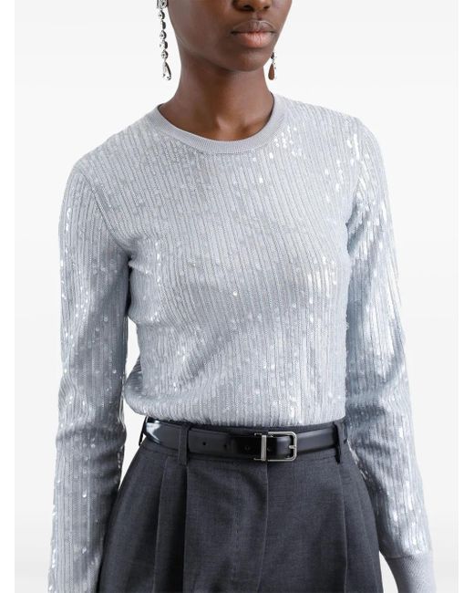 Dolce & Gabbana Blue Sequin Knitted Top