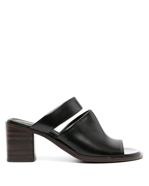 Lemaire Double Strap 55mm Leather Mules in het Black