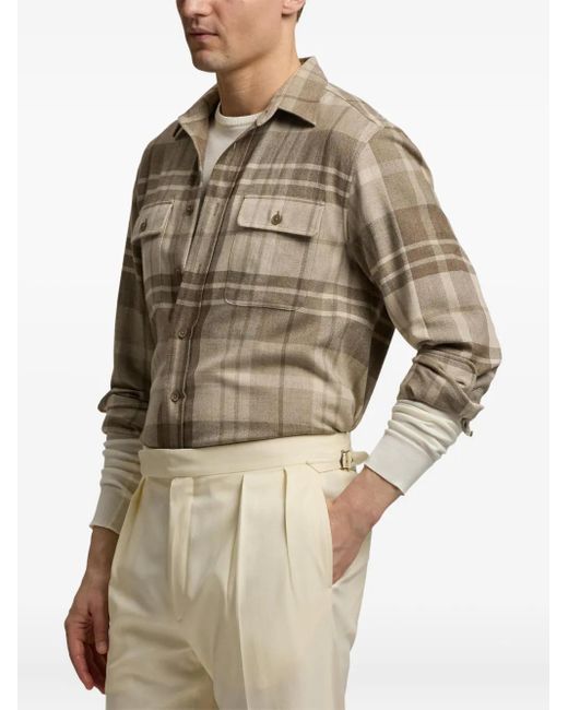 Ralph Lauren Natural Check-Patterned Long-Sleeve Shirt for men