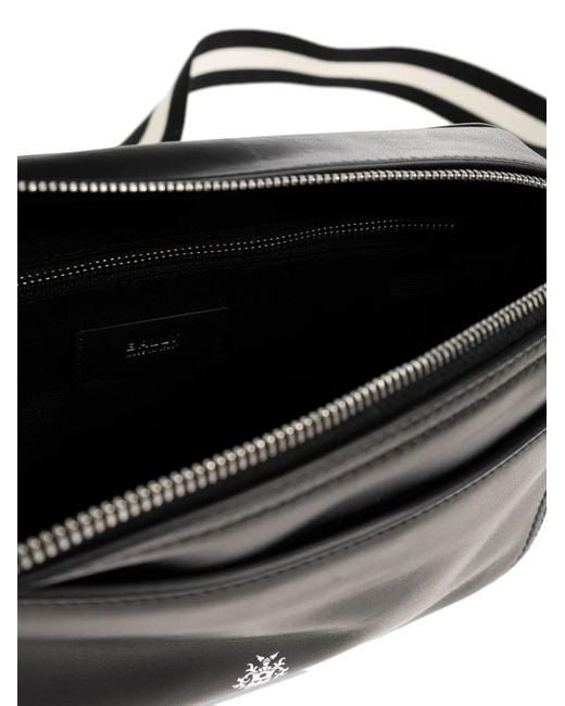 Bally Black Ray Logo-Print Leather Messenger Bag for men