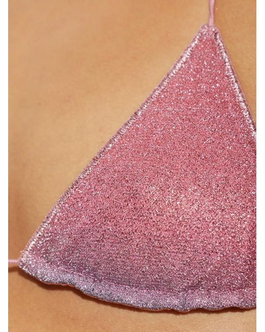 Oseree Pink Lurex-Thread Triangle Bikini