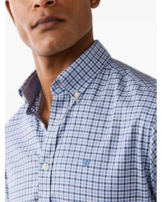 Hackett Blue Chemise À Carreaux Vichy Et Col Brompton for men