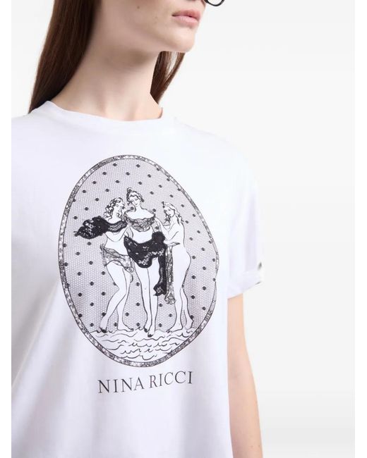 Nina Ricci White Three Graces Graphic-Print T-Shirt