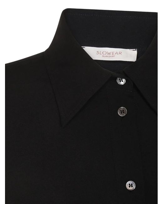 Glanshirt Button-Up Blouse in het Black