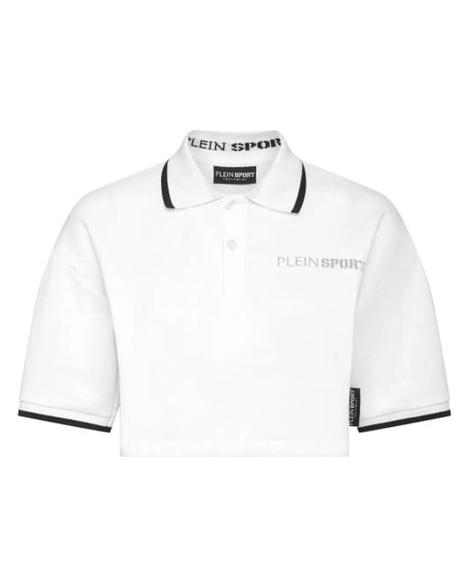 Philipp Plein White Logo-Print Cotton Polo Shirt