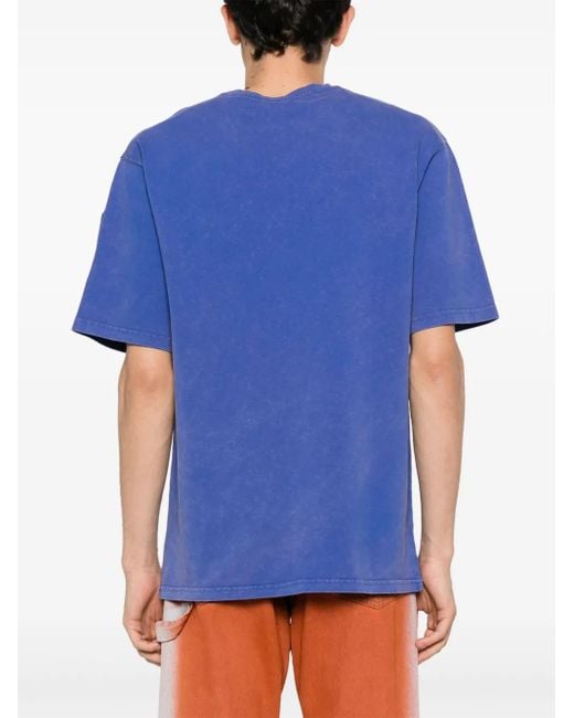 A_COLD_WALL* Blue Overdye Logo Cotton T-Shirt for men