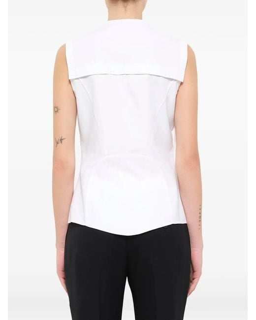 McQueen White Sleeveless Layered Shirt