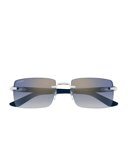Cartier Blue Rectangle-Frame Sunglasses for men