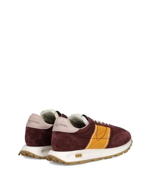 Philippe Model Brown Suede-Panelled Sneakers
